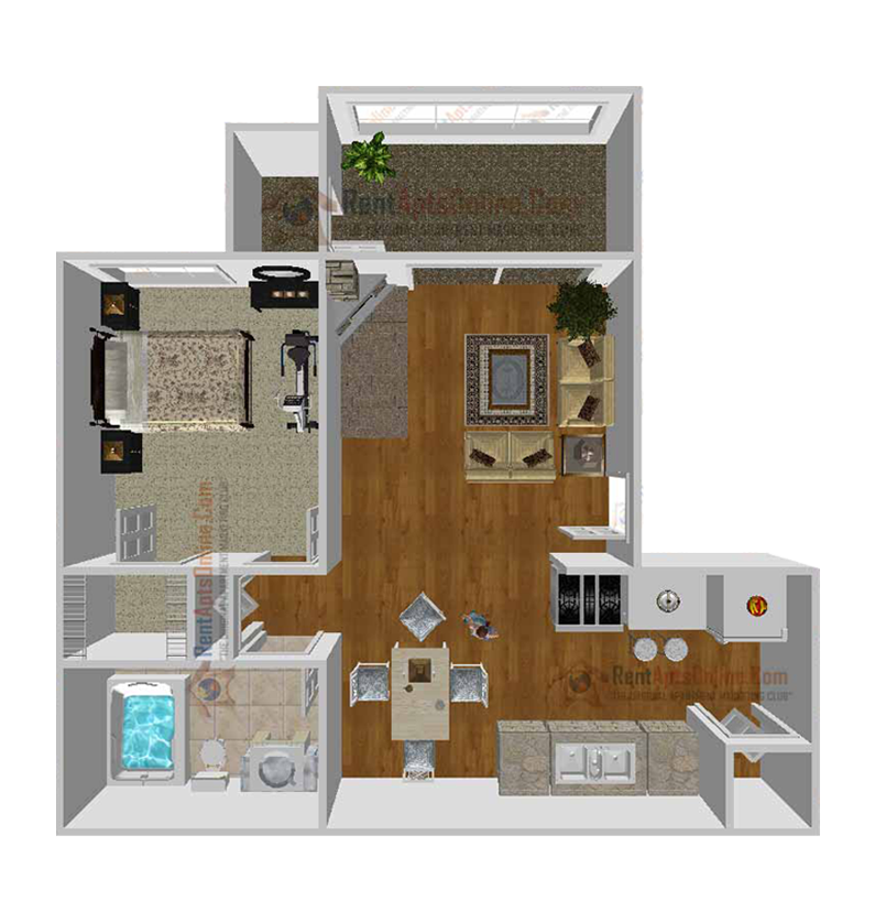 This image displayed is Floor plan A of the floor plans for Mandalay Bay Apartments website