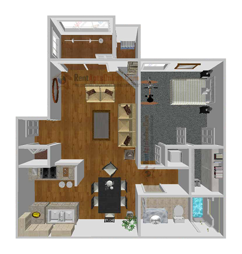 This image displayed is Floor plan B of the floor plans for Mandalay Bay Apartments website