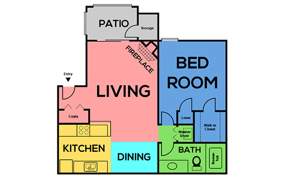 Visual schematic of the 1 Bed 1 Bath apartment sq. ft. 751 layout at Mandalay Bay Las Vegas